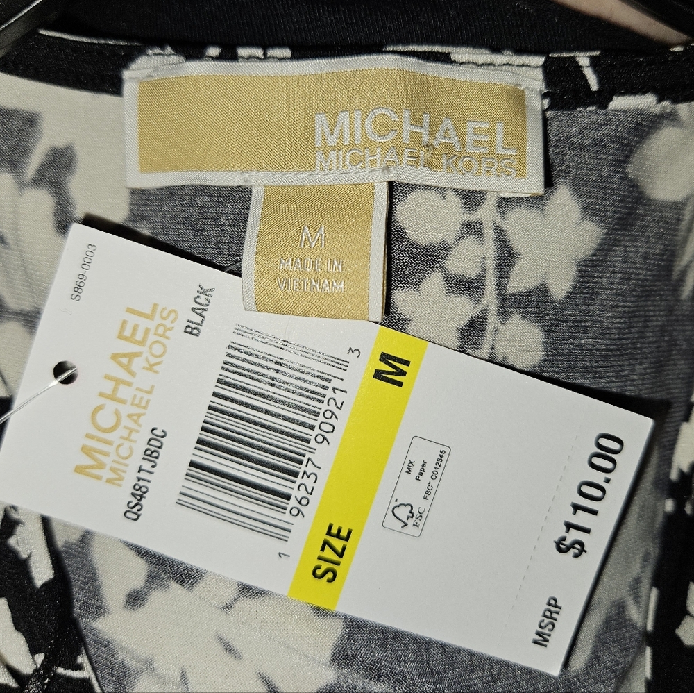 MICHAEL Michael Kors Black & White Floral Wrap Dress*Retails$110 - Picture 2 of 15